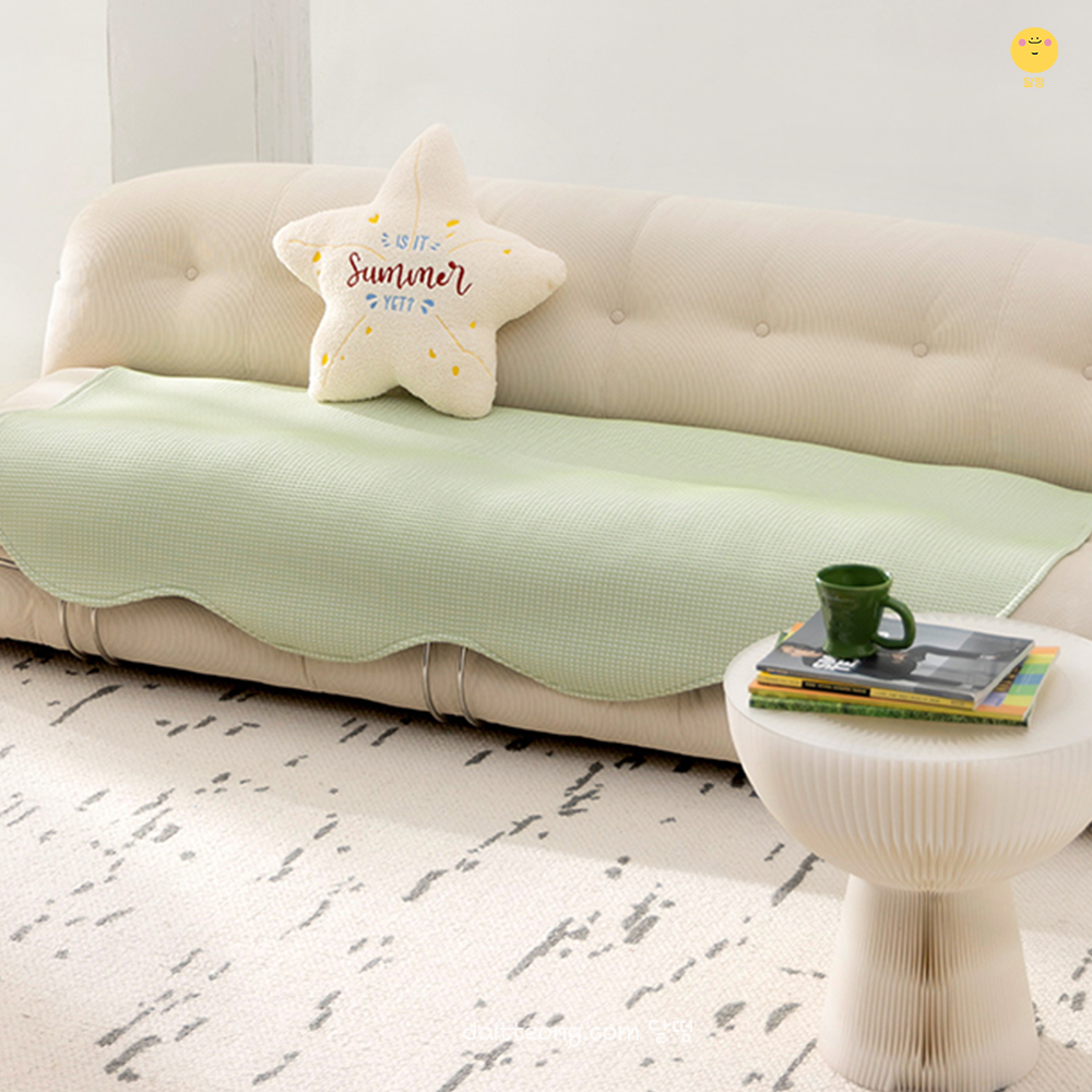 달떵 여름 아이스쿨링 와플 쇼파 패드 커버 러그 패브릭 깔개 커버링 90x120