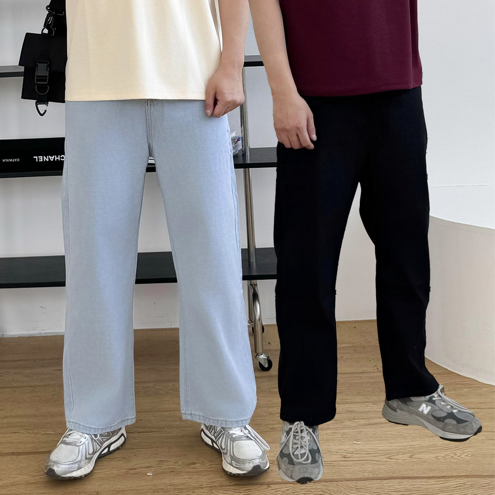 1+1 남성여름청바지 남자밴딩청바지 블랙진 - 상세 이미지 5