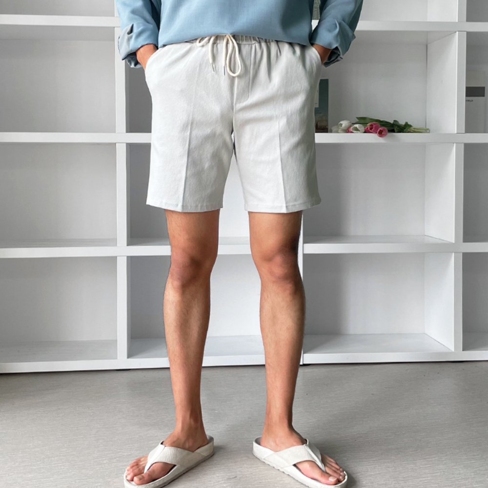 남자 텐션 여름 면 스판 무지 밴딩 반바지 29-38 - 상세 이미지 2