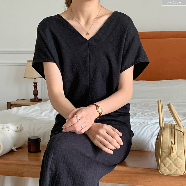 제이시 린넨 가오리 브이넥 맥시 롱원피스 2col 여름 코튼 나그랑 허리라인 제이플로우 이미지 7