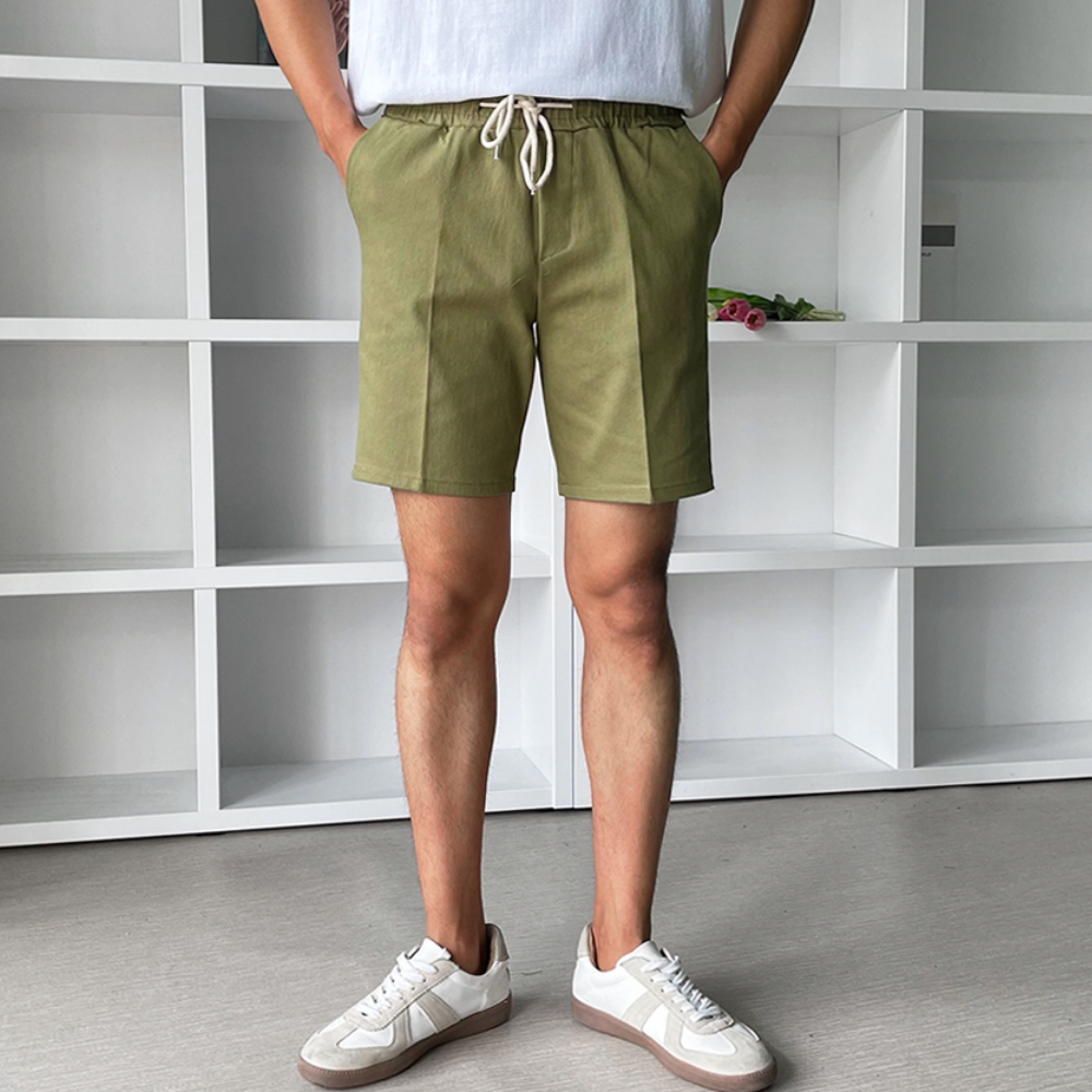 남자 텐션 여름 면 스판 무지 밴딩 반바지 29-38 - 상세 이미지 3