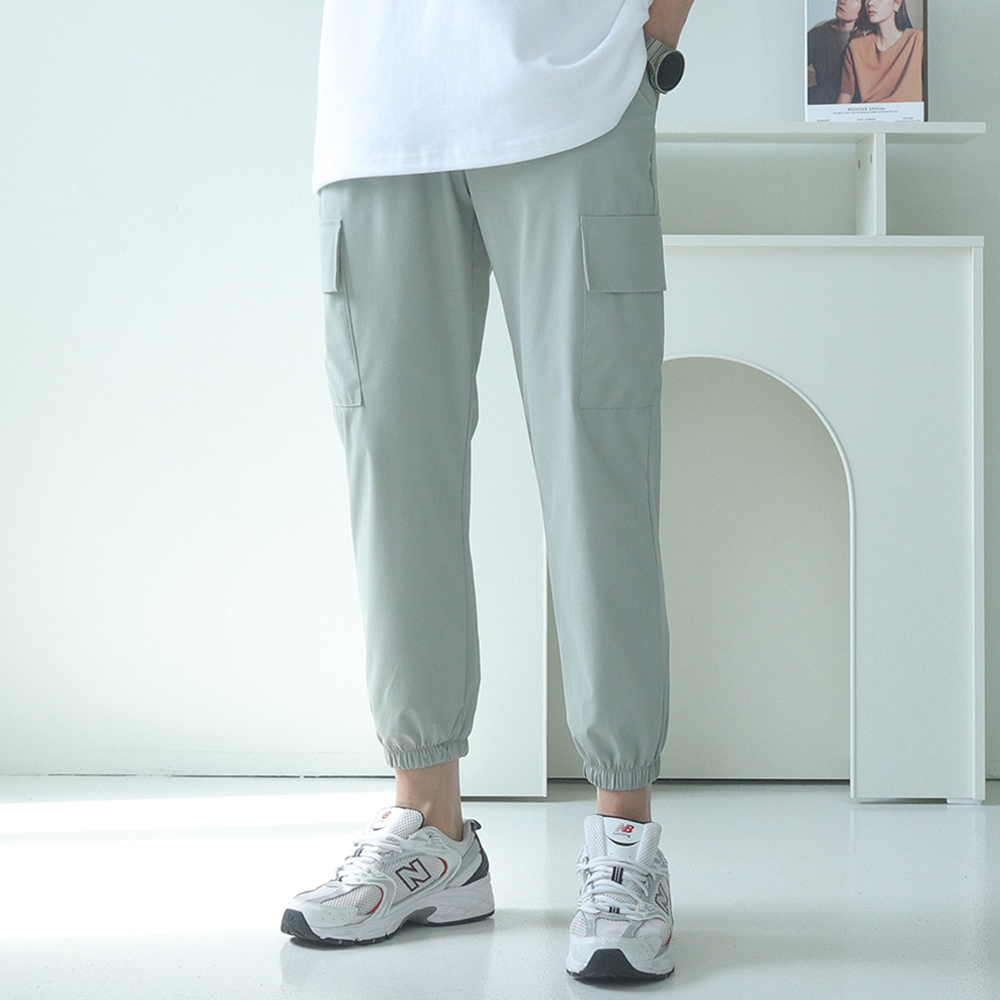 남자 바지 아이스 밴딩 카고 조거 팬츠 남자 냉장고바지 - 상세 이미지 2