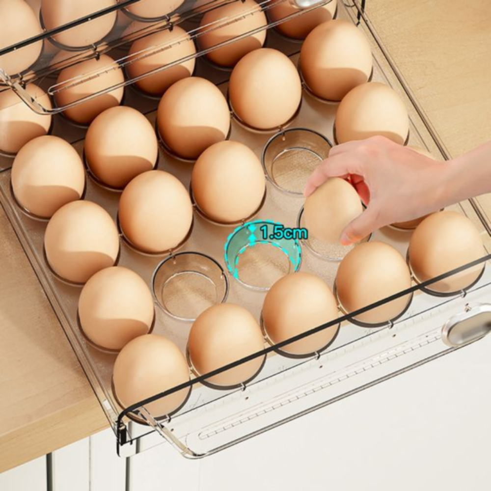 계란 서랍식 보관함 냉장고 달걀 홀더 에그 투명 트레이 거치대 정리수납 케이스 - 상세 이미지 4