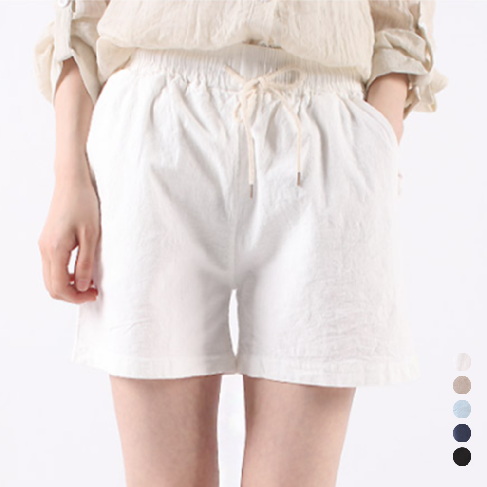 아이보리색바지 여자 여성 흰색 화이트 린넨 마 여름반바지 - 상품 이미지