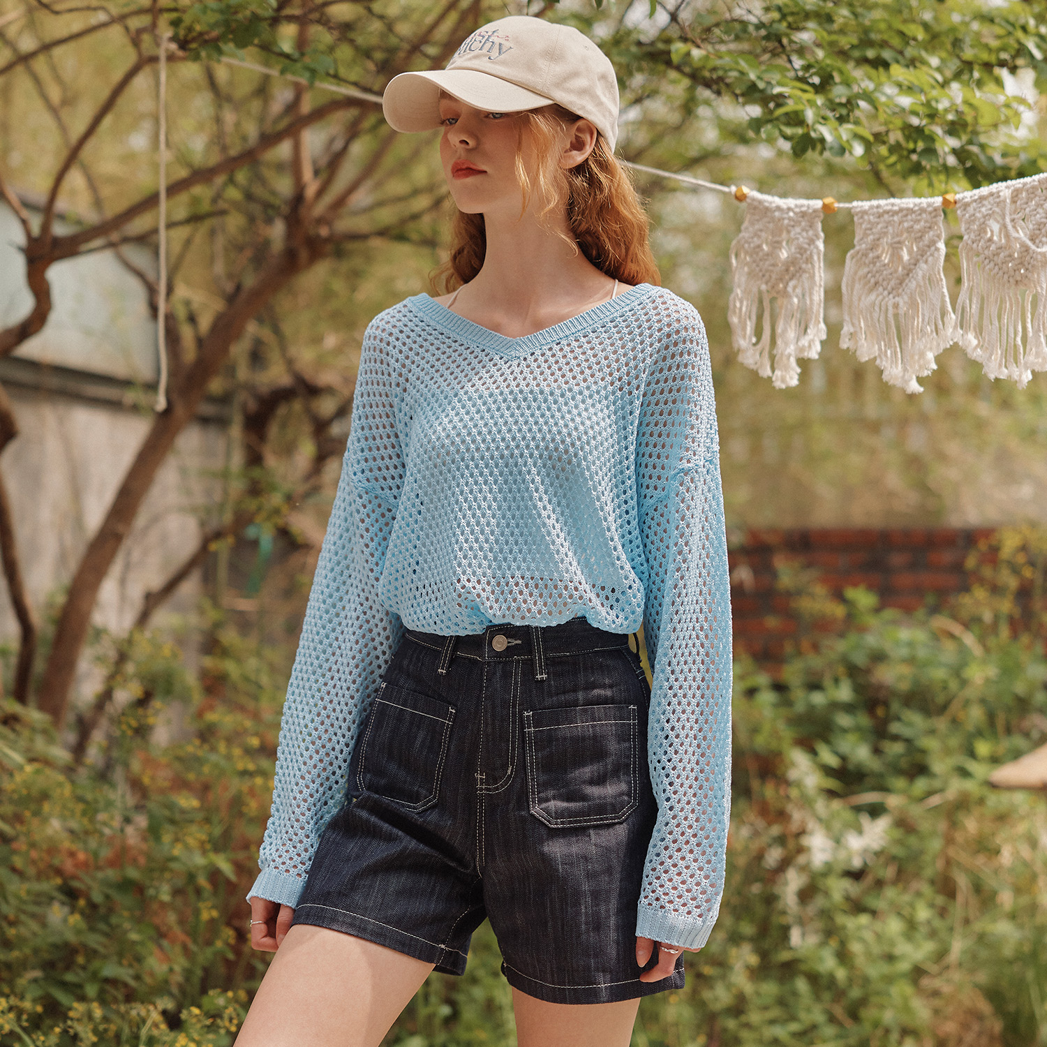 [제로스트릿][2컬러] 매쉬 브이넥 스웨터 MESH V-NECK SWEATER - 상세 이미지 3