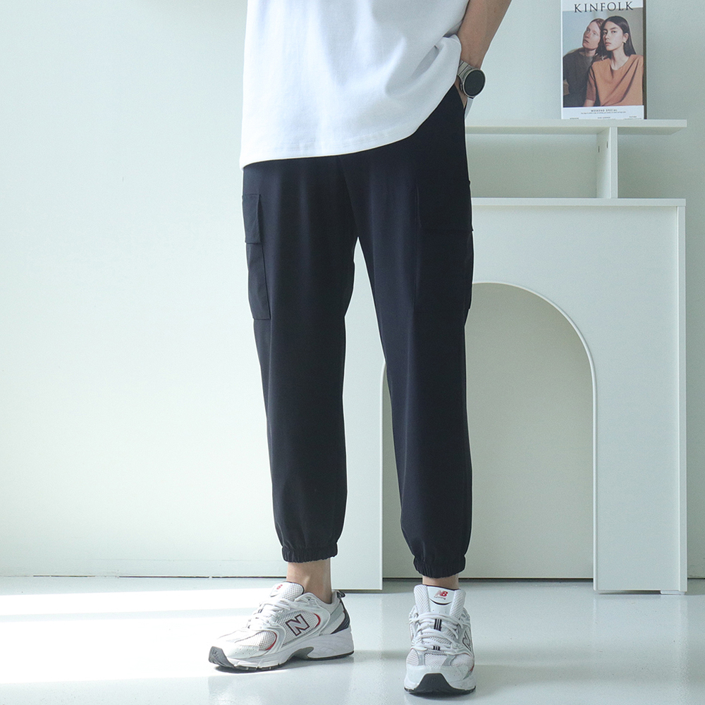 남자 바지 아이스 밴딩 카고 조거 팬츠 남자 냉장고바지 - 상세 이미지 4