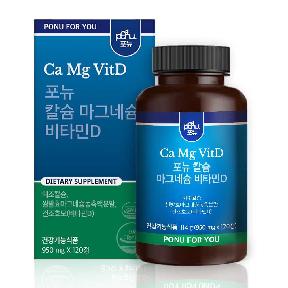 포뉴 칼슘 마그네슘 비타민D 백칼슘 카제로템 임산부 성인 950mg 120정, 1개