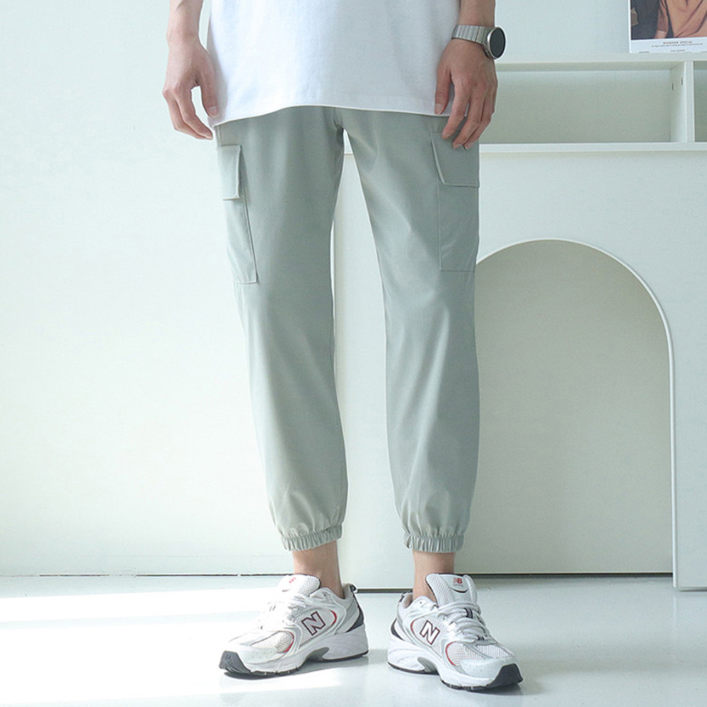 남성 여름 밴딩 아이스 팬츠 남자카고조거팬츠 남자냉장고바지