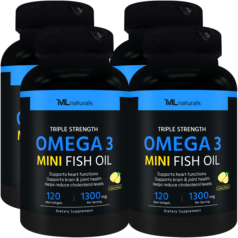 마이라이프내추럴스 오메가3 미니 피시 오일 1300mg 알약 소프트젤 120캡슐, 4개 - 메인 이미지