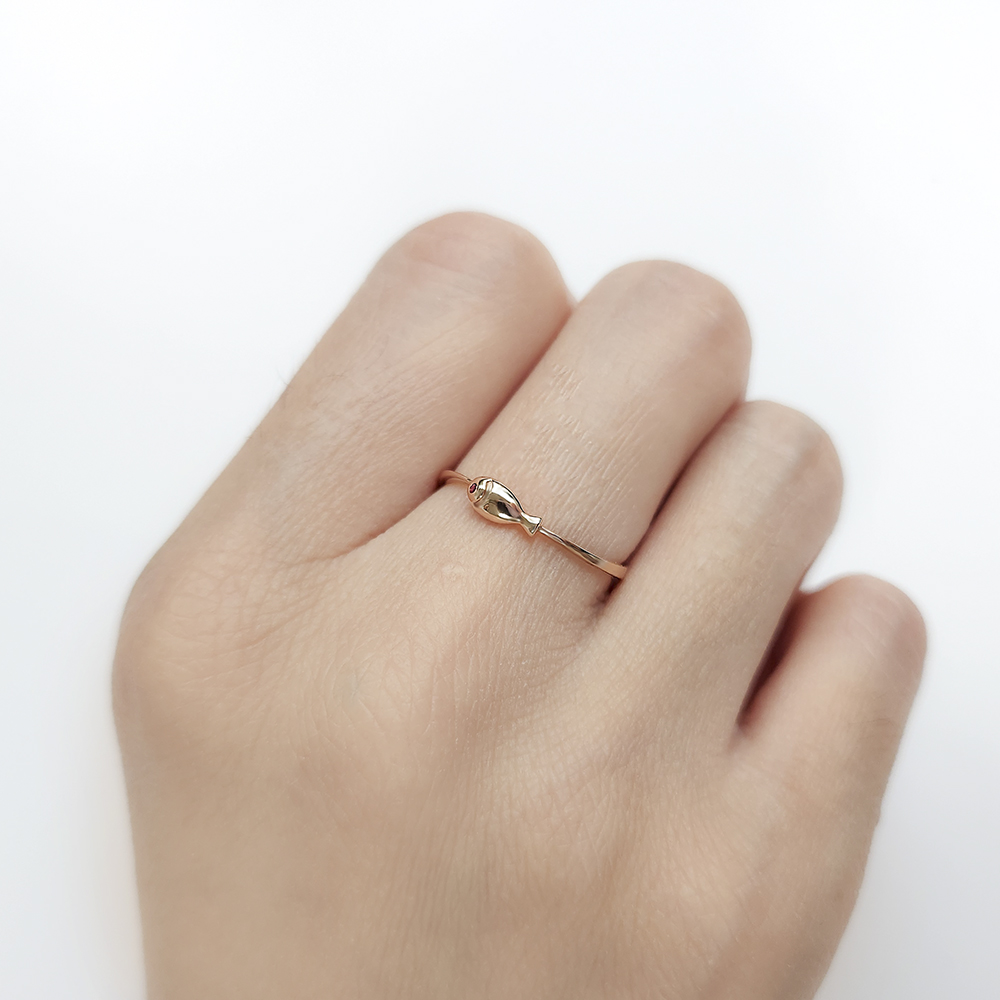 14케이 18k 여성 명품 검지 중지 애끼 물고기반지의미 금 실 반지 우정링 - 상세 이미지 4