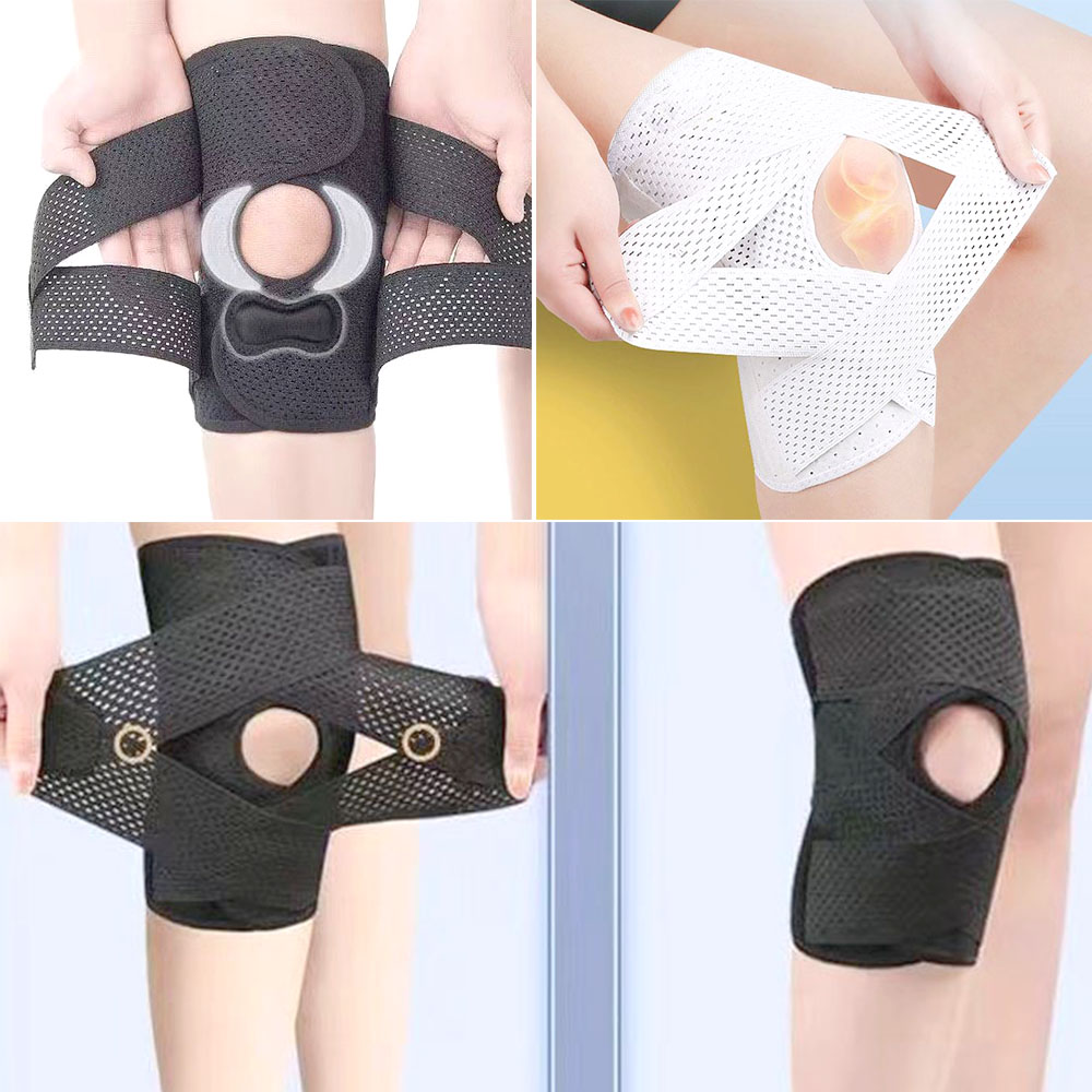 고탄성 2중 무릎보호대 실리콘 v스트랩 관절지지 통기성 패드 - 상품 이미지