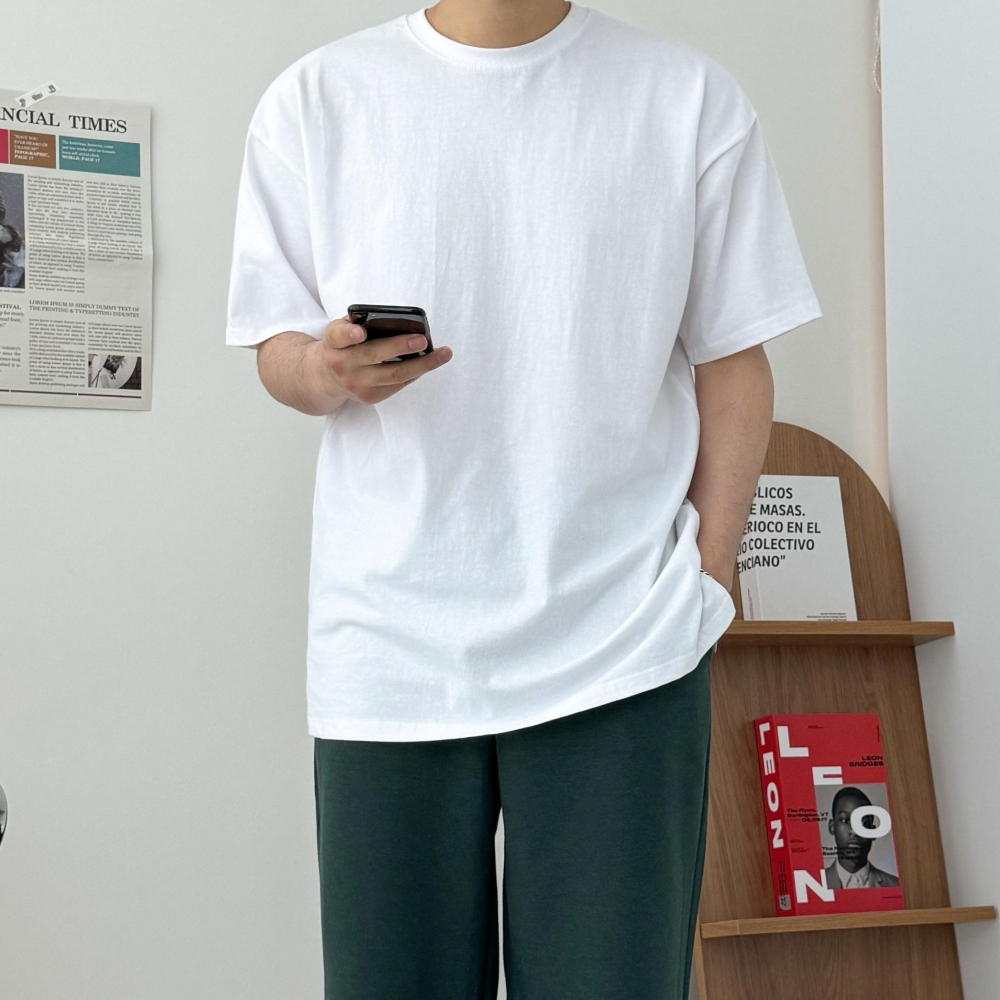 20수반팔티 남자흰티 무지티 - 상품 이미지