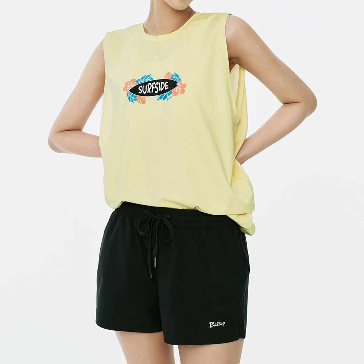 밸롭 여성 서피 슬리브리스 래쉬가드+여성 서피 워터팬츠 남성 여성 비치웨어 커플 빅사이즈 수영복 - 상세 이미지 5