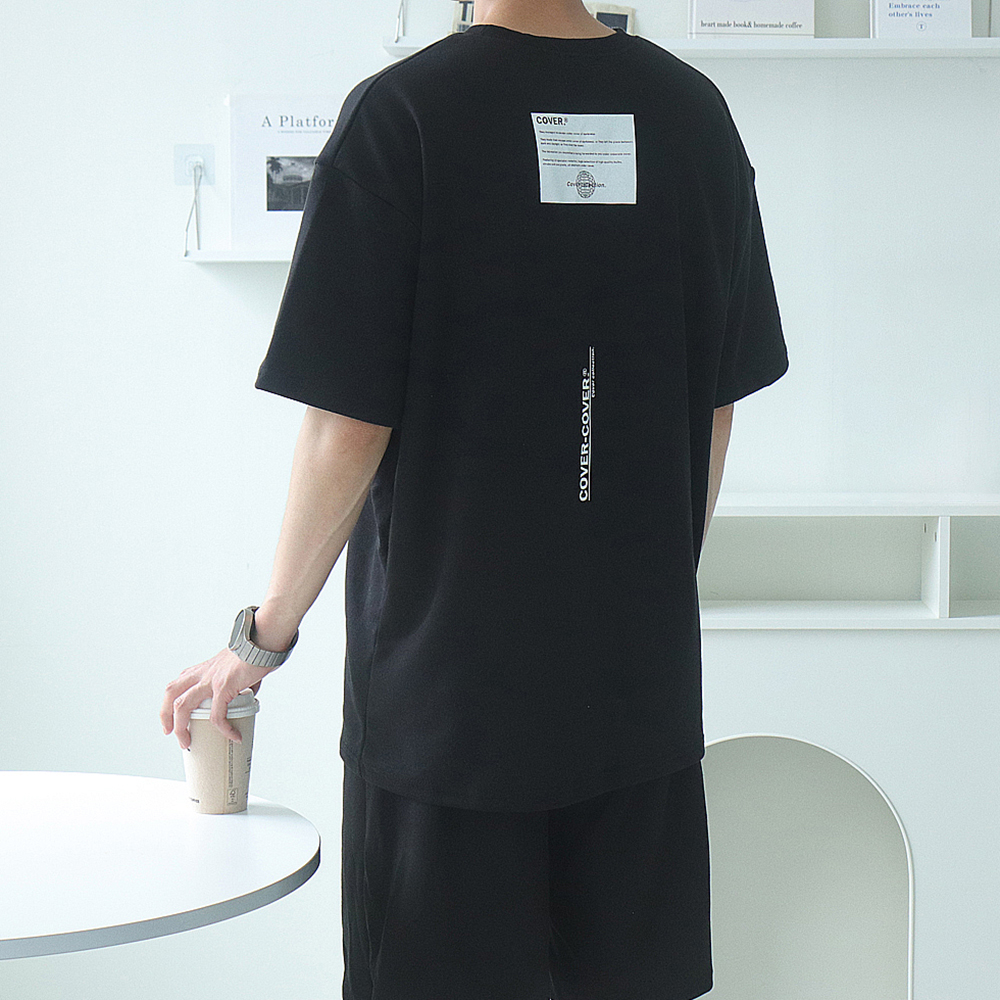 남자 반팔티 오버핏 나염 커플 여름 반팔 티셔츠 - 메인 이미지