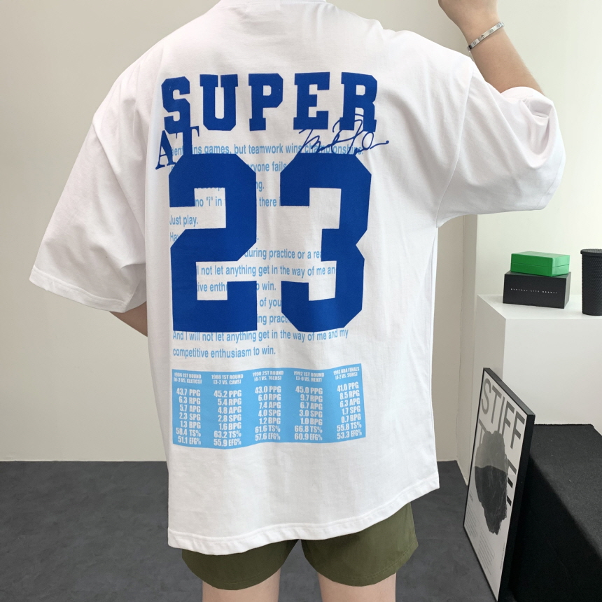 남자 박스 오버핏 반팔 여름 티셔츠 빅 사이즈 커플 반팔티 이미지 3