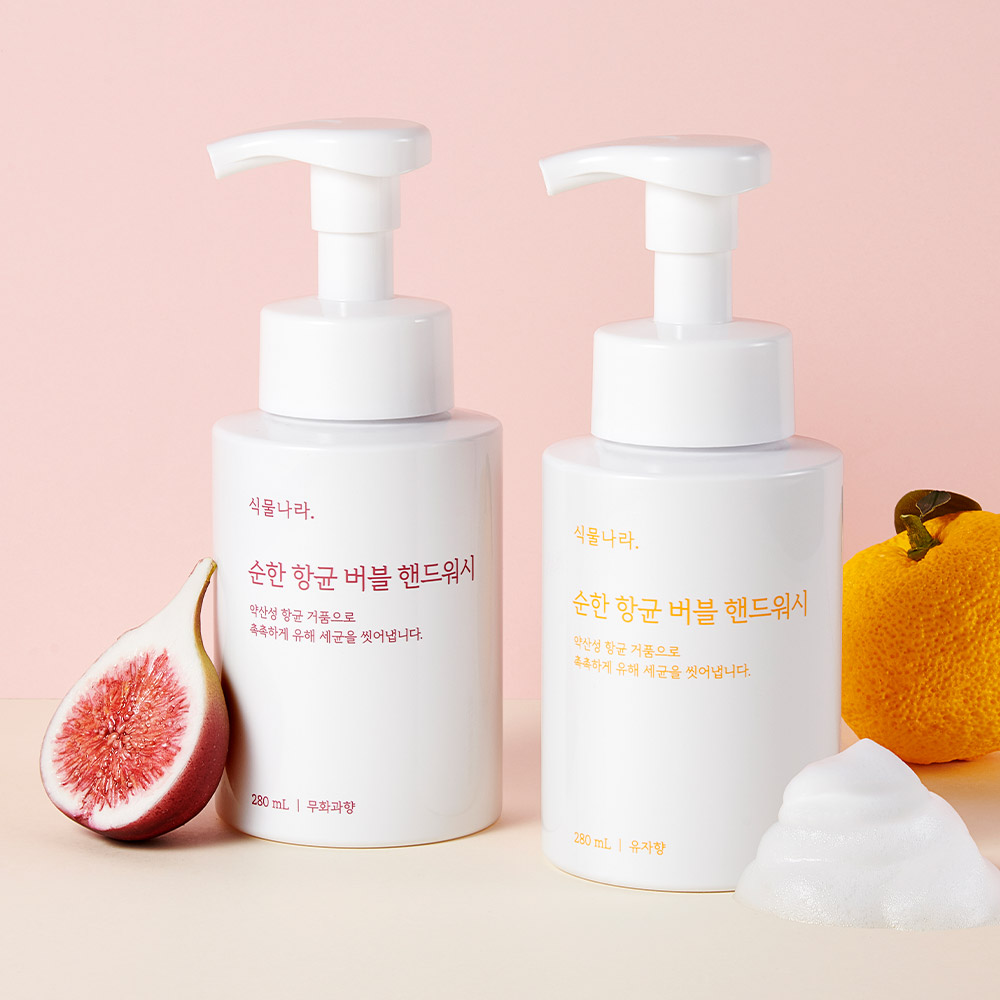 식물나라 순한 항균 버블 핸드워시 280mL x 3개 (무화과향 / 유자향)