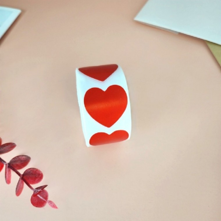 컬러 하트 롤스티커 레드 꾸미기스티커 귀여운스티커 - 상품 이미지