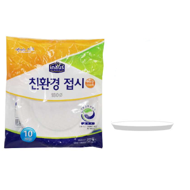 일회용친환경넓적접시 10개입 180mm 횟집음식점용 재활용쉬운 - 상품 이미지