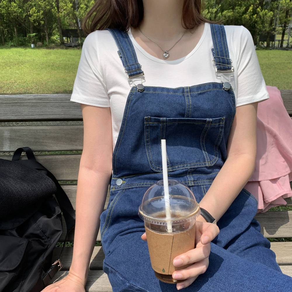 러블리 캐주얼 여름 여성 데님점프수트 오버롤 팬츠 청멜빵바지 썸머 여자 멜빵바지 이미지 2