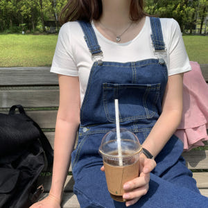 러블리 캐주얼 여름 여성 데님점프수트 오버롤 팬츠 청멜빵바지 썸머 여자 ... 착용 후기 | 사이즈/핏 총정리 - 상품 이미지 2