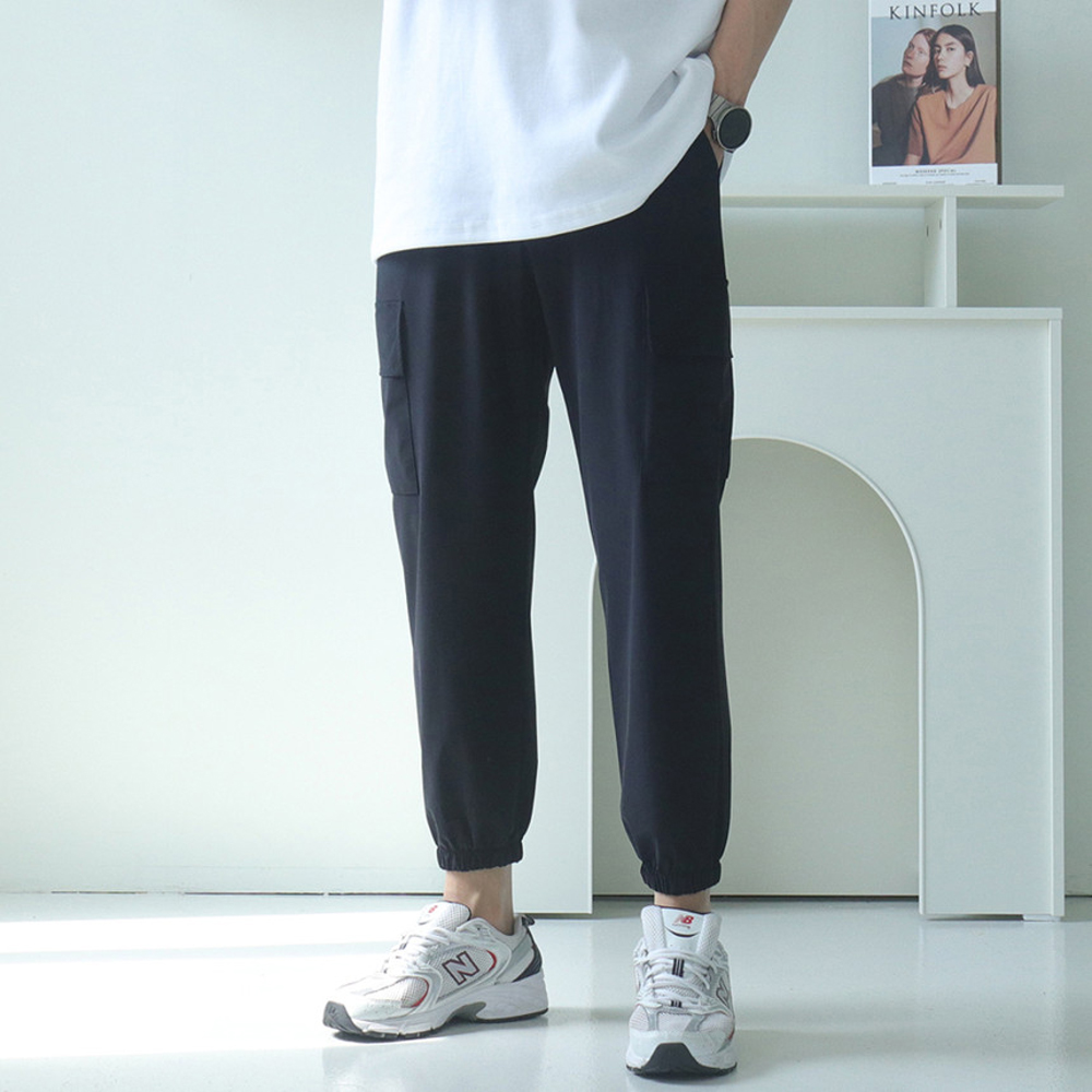 남성 여름 밴딩 아이스 팬츠 남자카고조거팬츠 남자냉장고바지 - 상세 이미지 4