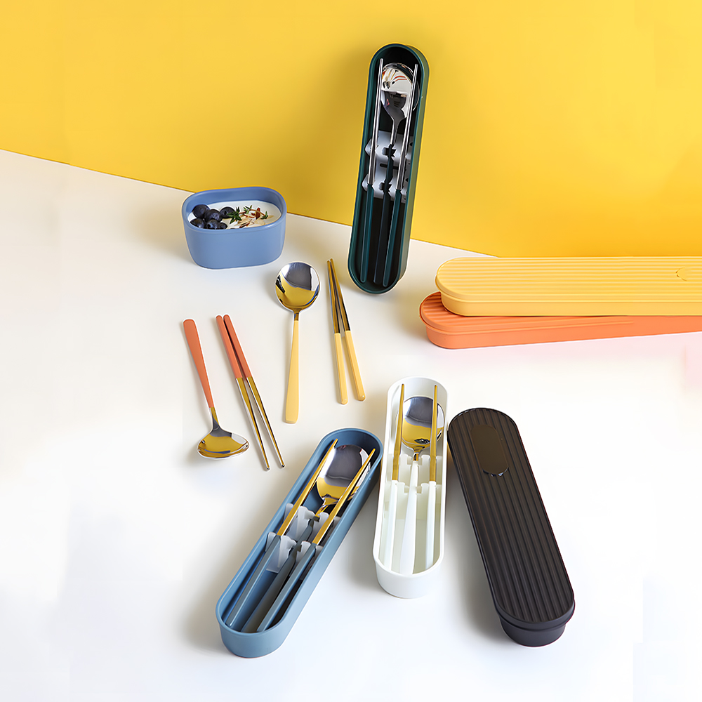 팔레트 수저케이스 세트 스텐 숟가락젓가락 학생 도시락수저통 무소음 휴대용