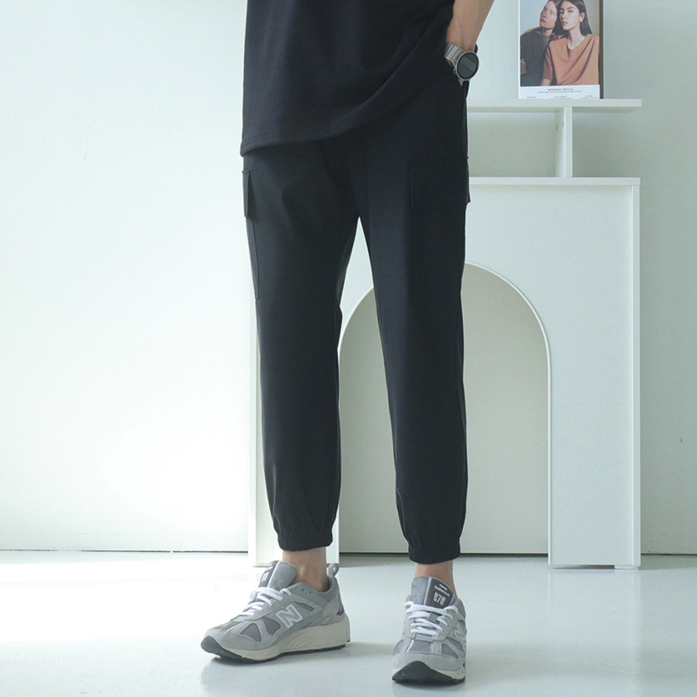 남성 여름 밴딩 아이스 팬츠 남자카고조거팬츠 남자냉장고바지 - 상세 이미지 2