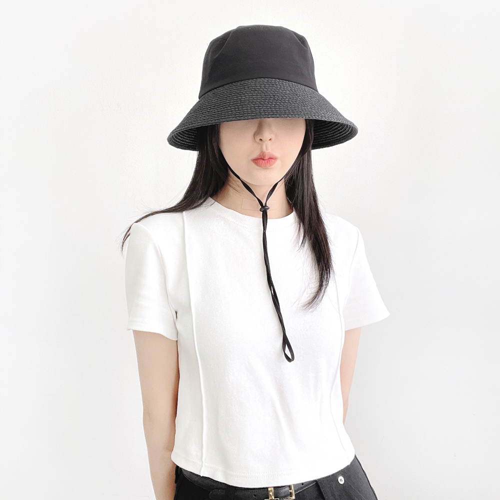톤드 챙넓은 휴양지 여름 라피아 밀짚 턱끈 스트랩 캠핑모자 버킷햇 - 상세 이미지 2