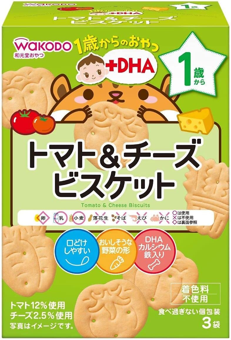 와코도 아기과자 1세부터의 과자+DHA 토마토&amp;치즈 비스킷 6개세트