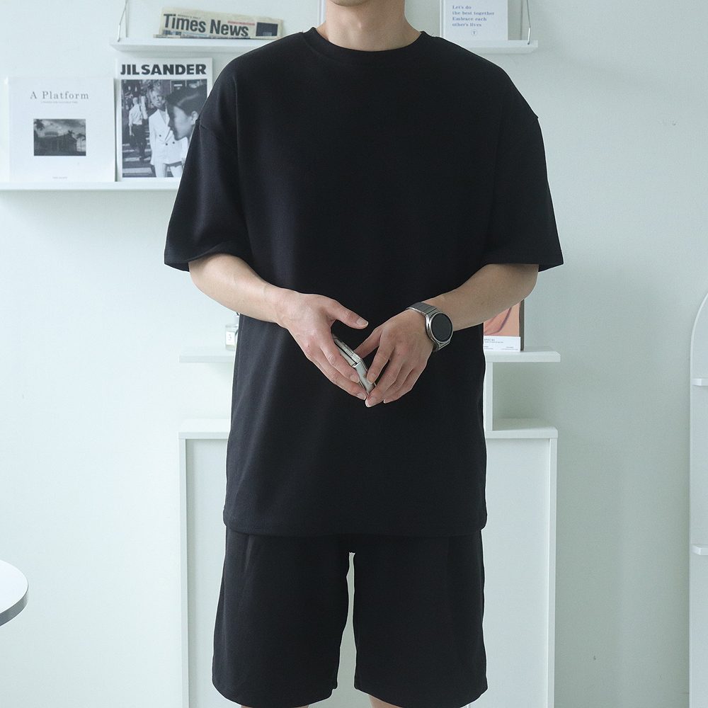 남자 반팔티 오버핏 나염 커플 여름 반팔 티셔츠 - 상세 이미지 4