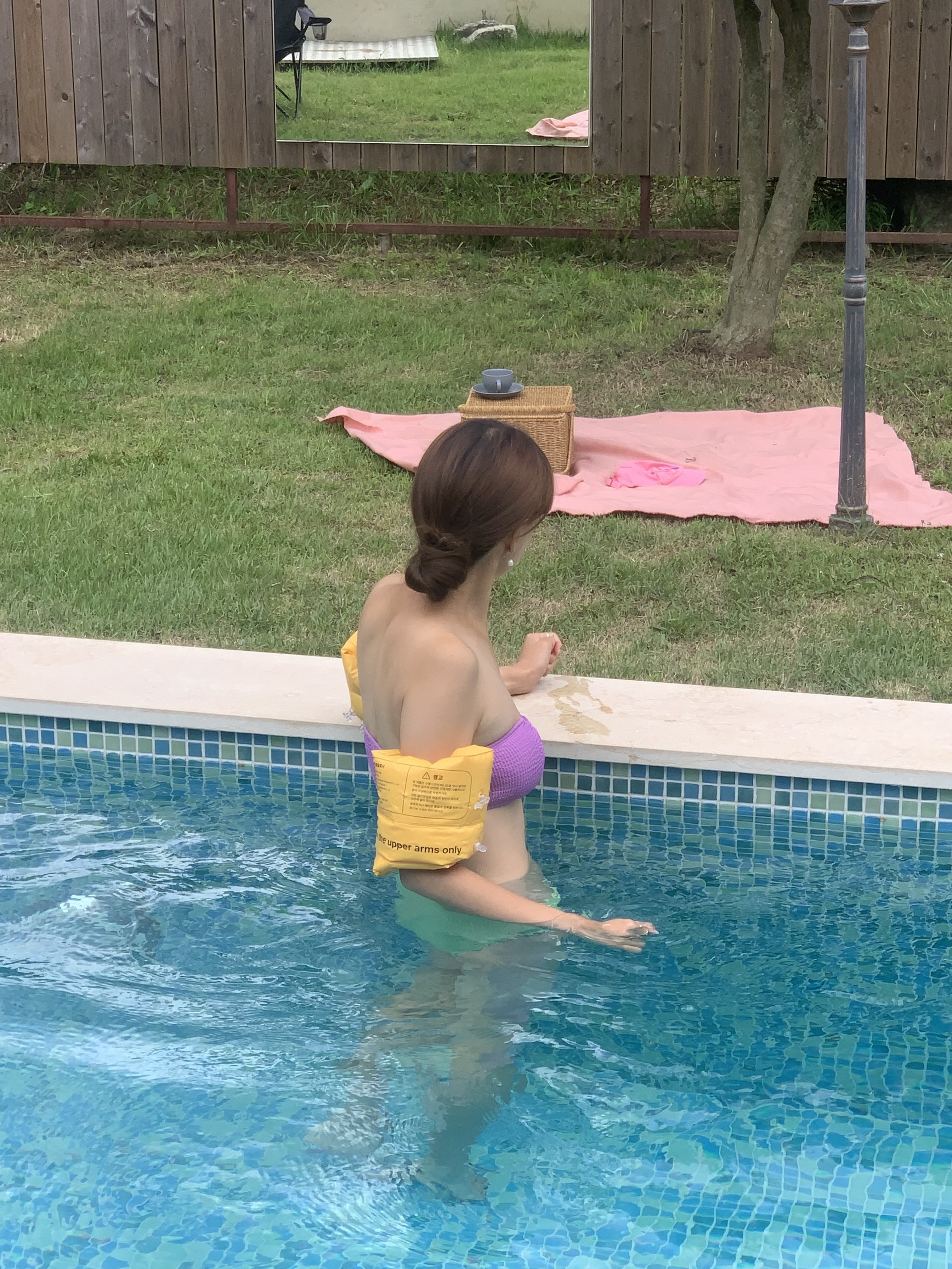 첼라 튜브탑 브라탑 골지 셔링 꼬임 리본 스윔웨어 투피스 수영복 비키니 모노키니