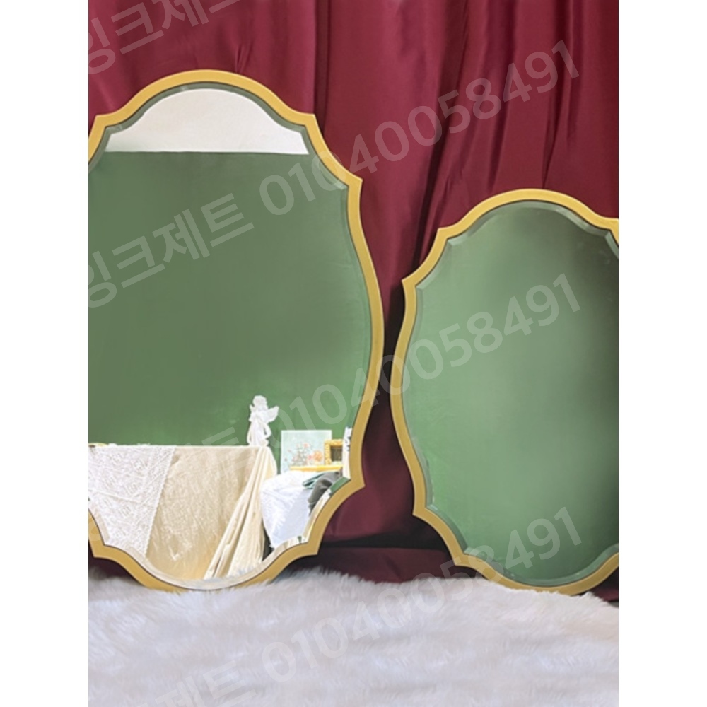 벽걸이 거울 복고풍 골드 웨이브 현관 프레임 미러 전시 - 상세 이미지 4