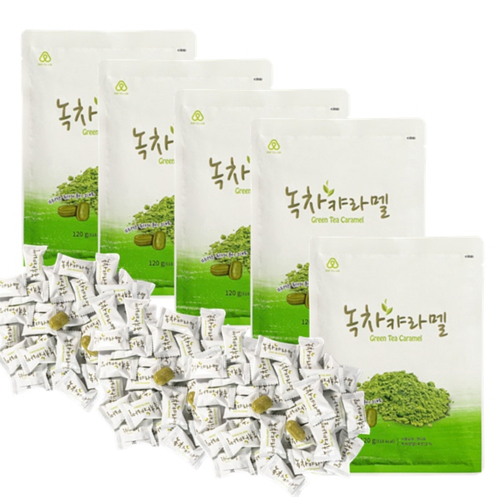 K-간식 맛있는 안신 건강캬라멜 자연의맛 녹차캬라멜 5봉 - 상품 이미지