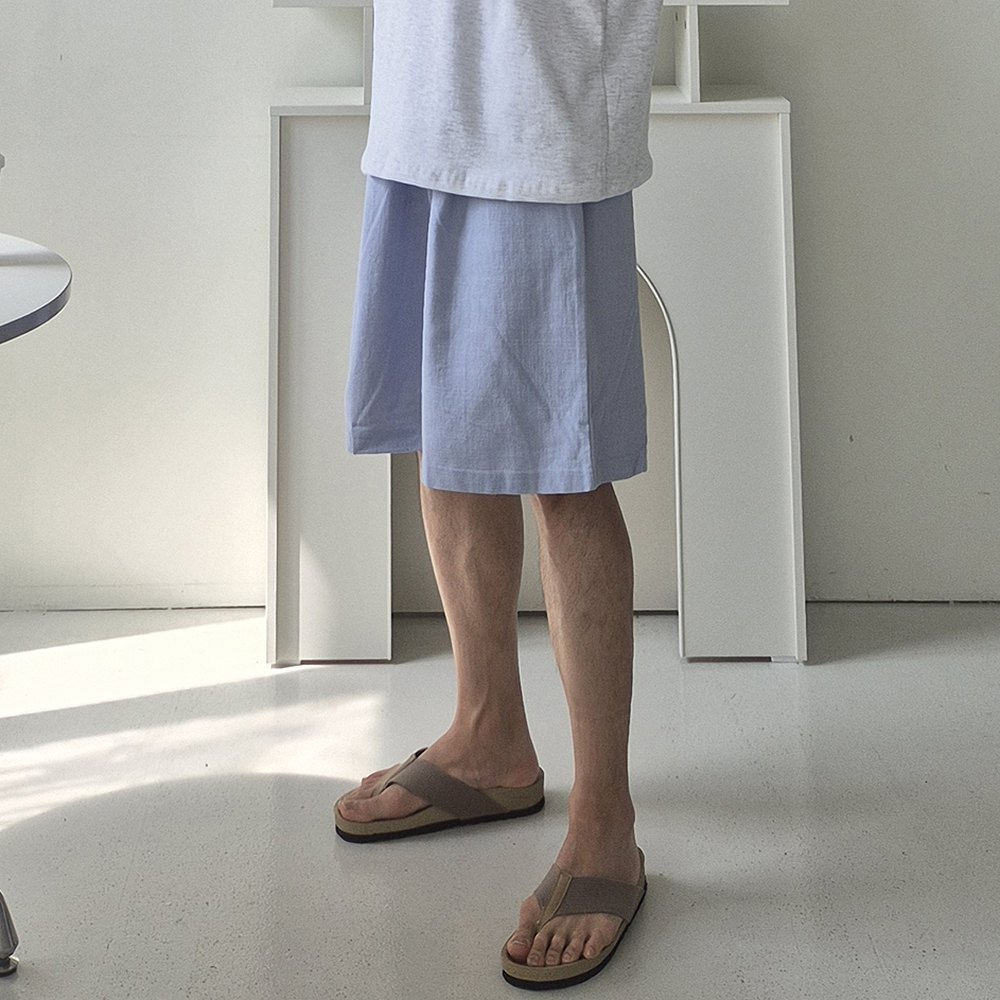 남자 반바지 린넨 밴딩 커플 버뮤다 반바지 - 상세 이미지 5