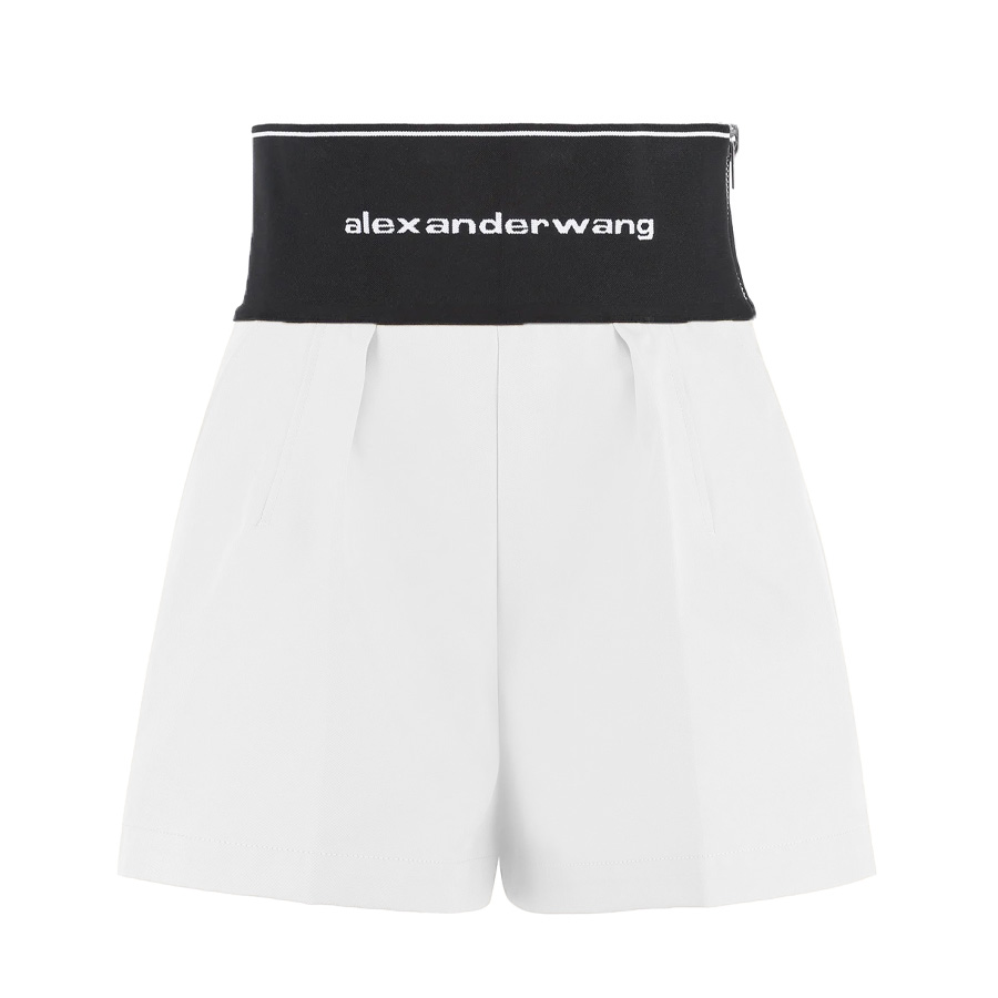 알렉산더왕 여성 사파리 테일러드 플리츠 하이 웨이스트 코튼 숏팬츠 화이트 1WC1224450 110S - 상품 이미지