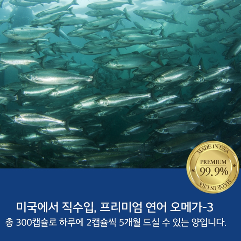 에버그린 프리미엄 연어 오일 오메가3 300캡슐 2박스 10개월 EPA DHA 비타민D 이미지 6