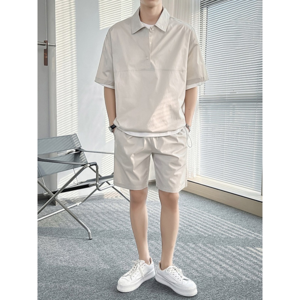 남자 카라 반팔 반바지 셋업 코디 세트 캐주얼 데일리 클래식 빅사이즈 3XL 3컬러 - 상세 이미지 3