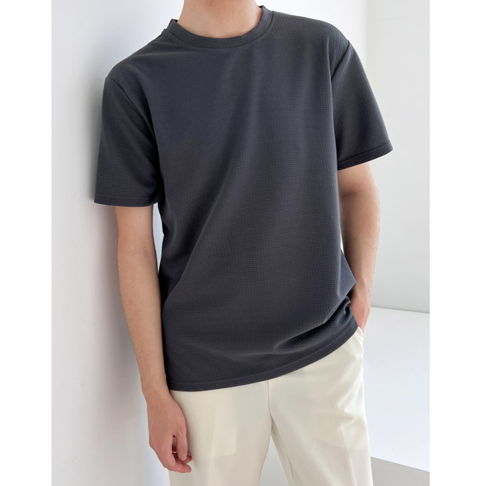 흰색무지티 질좋은 기본 무지 남자 오버핏 구김없는 반팔티 - 상세 이미지 2