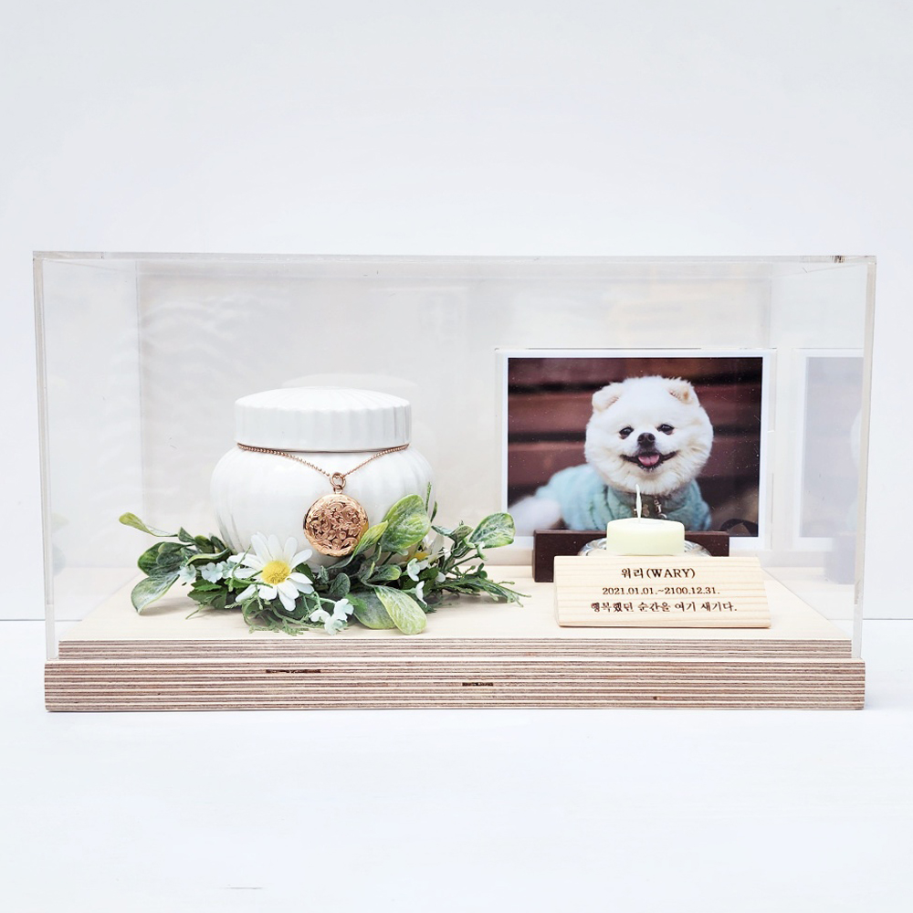 추모함 2 자작나무 아크릴 케이스 반려동물 유골함 스톤 보관 함 강아지 고양이 추모 장례 이미지 2