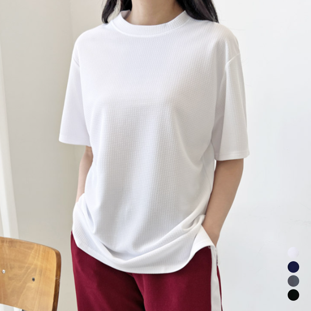 흰색무지티 질좋은 여성 여름 루즈핏 단체복 반팔티 티셔츠 - 상품 이미지
