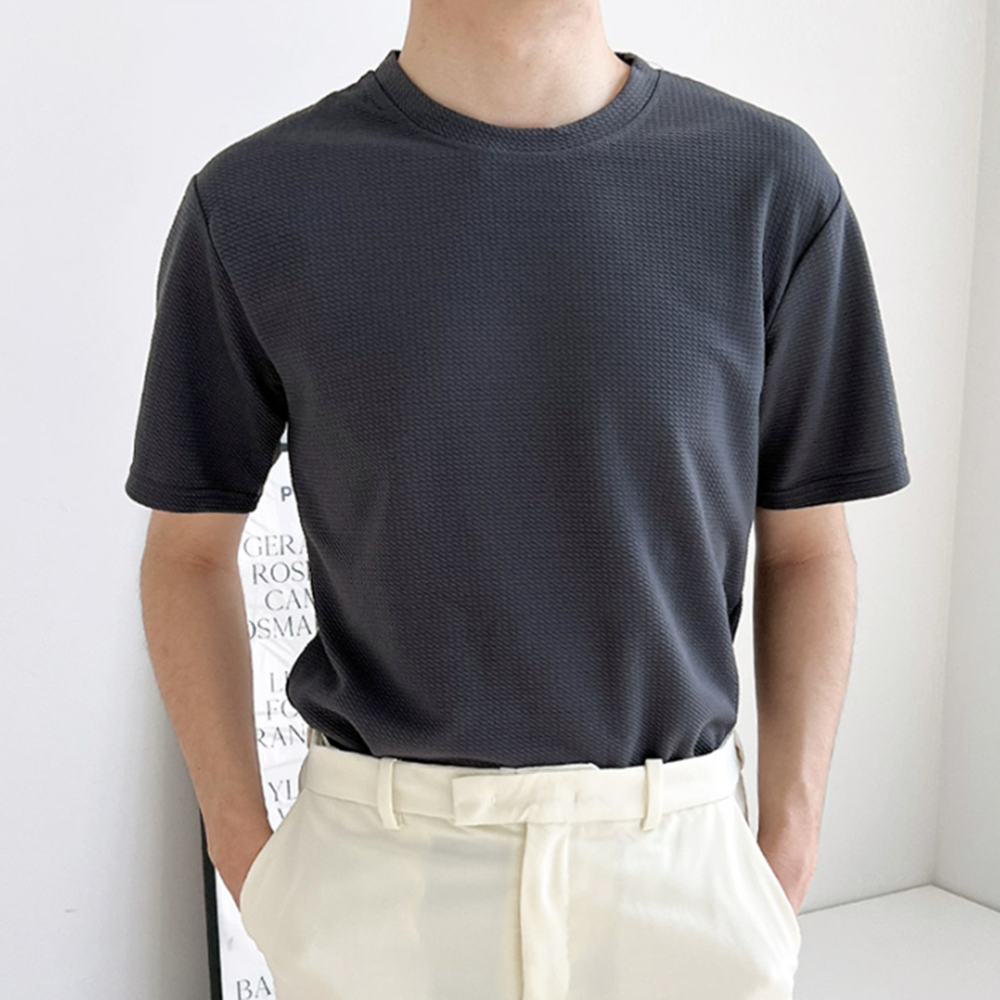 흰색무지티 질좋은 기본 무지 남자 오버핏 구김없는 반팔티 - 상세 이미지 5