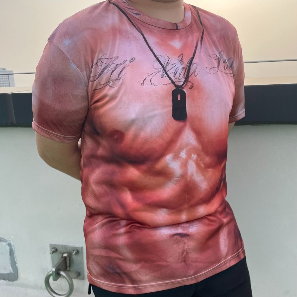 웃긴 근육 티셔츠 반팔 티 복근 몸짱 문신 재미있는 선물 쓸데없는 인싸템 - 상품 이미지