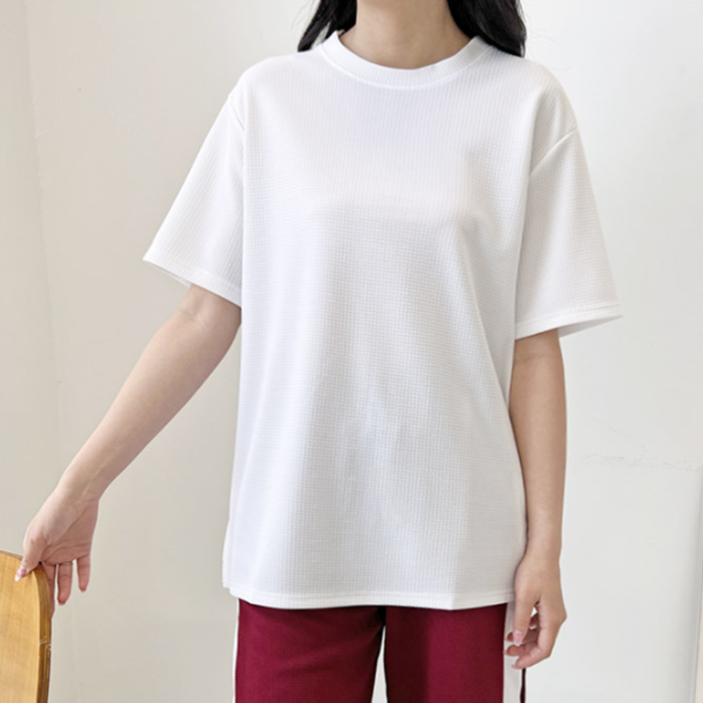 흰색무지티 질좋은 여성 여름 루즈핏 단체복 반팔티 티셔츠 - 상세 이미지 5