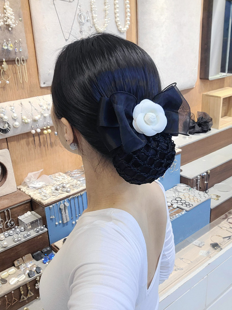 루루핀 4센치 나비 위 시스루 한단 중앙 까멜리아 포인트 간호사 마트 직장용 리본 망핀 - 메인 이미지