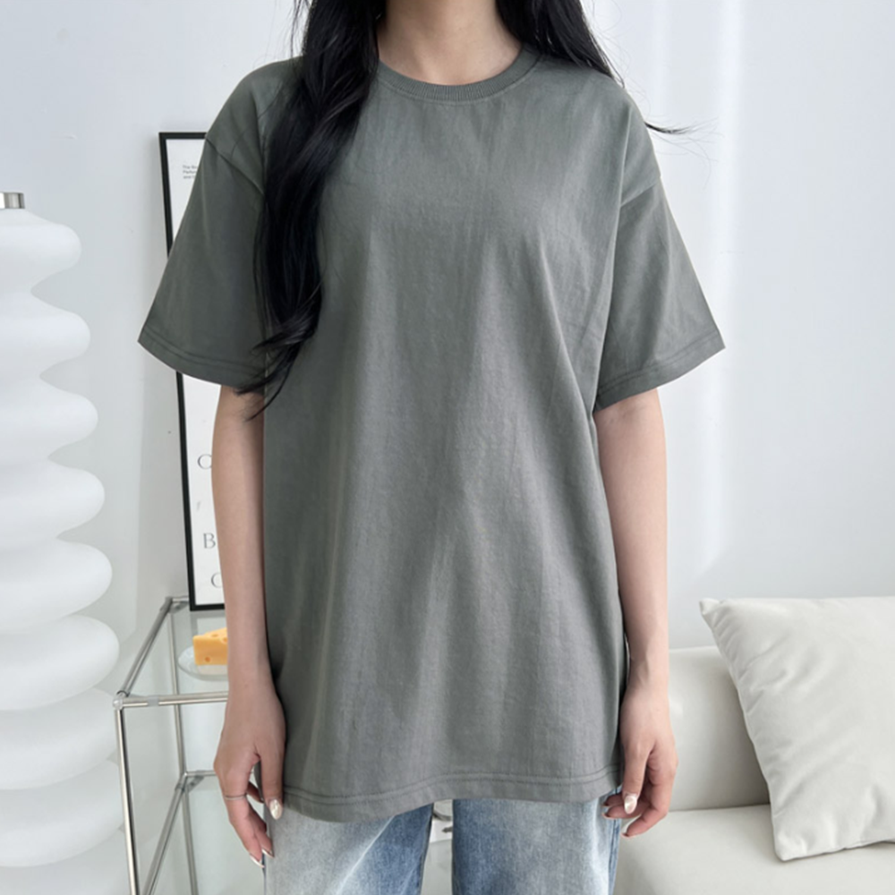 도톰한반팔티 여성 흰색 무지 목안늘어나는 질좋은 두꺼운 면티 - 상세 이미지 3