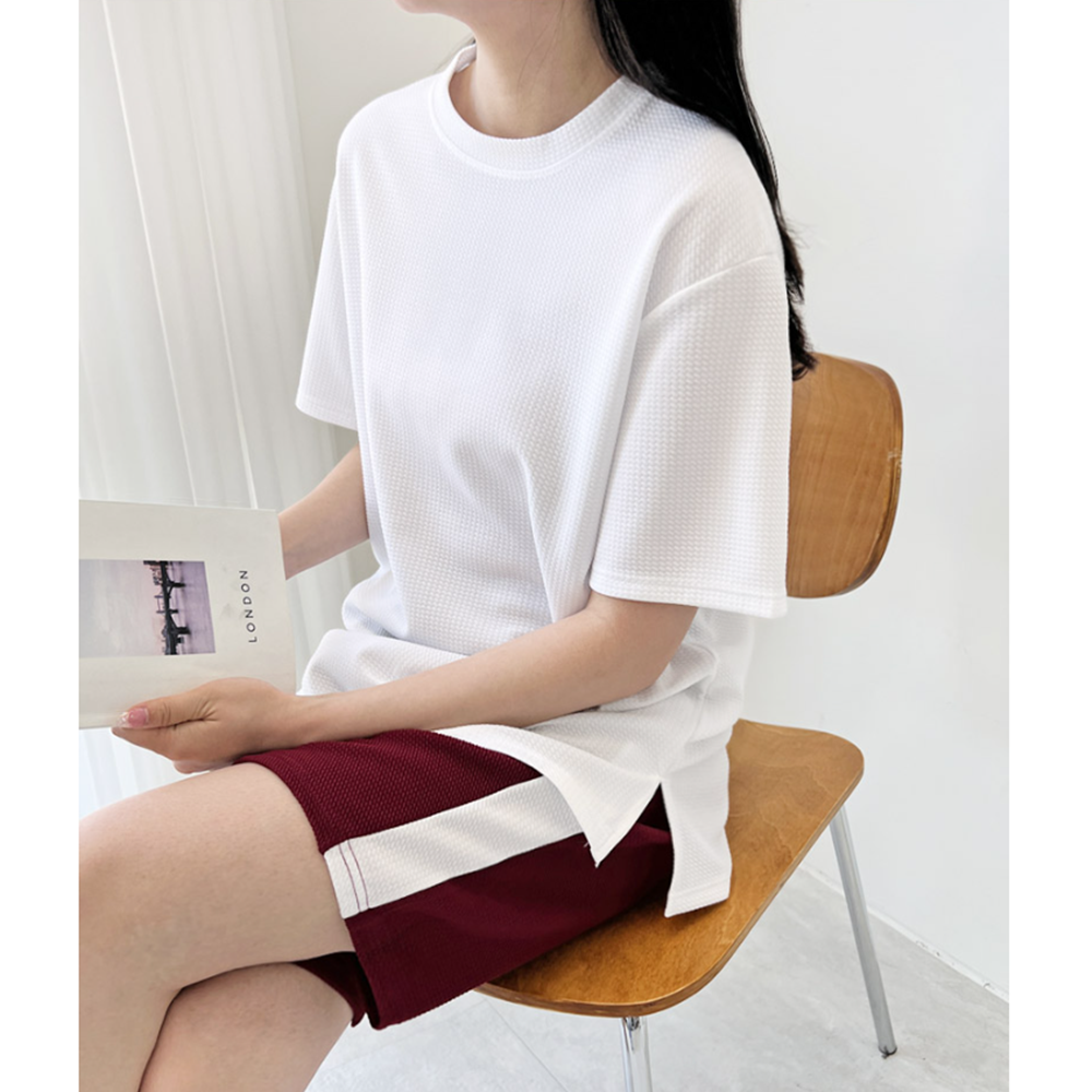 흰색무지티 질좋은 여성 여름 루즈핏 단체복 반팔티 티셔츠 - 상세 이미지 4
