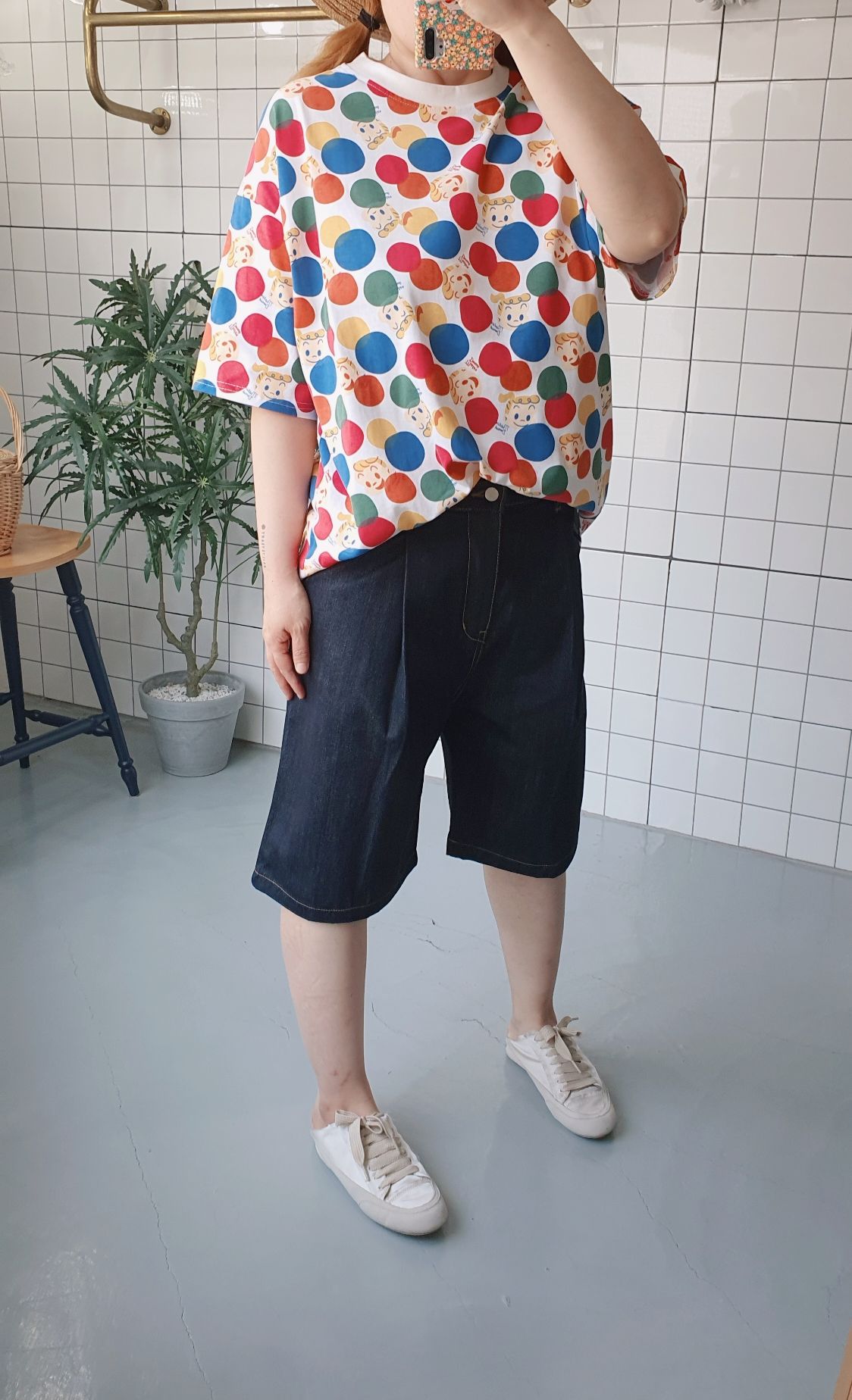 (무배) 버뮤다 생지 데님 원턱 팬츠 반바지 - 상세 이미지 3