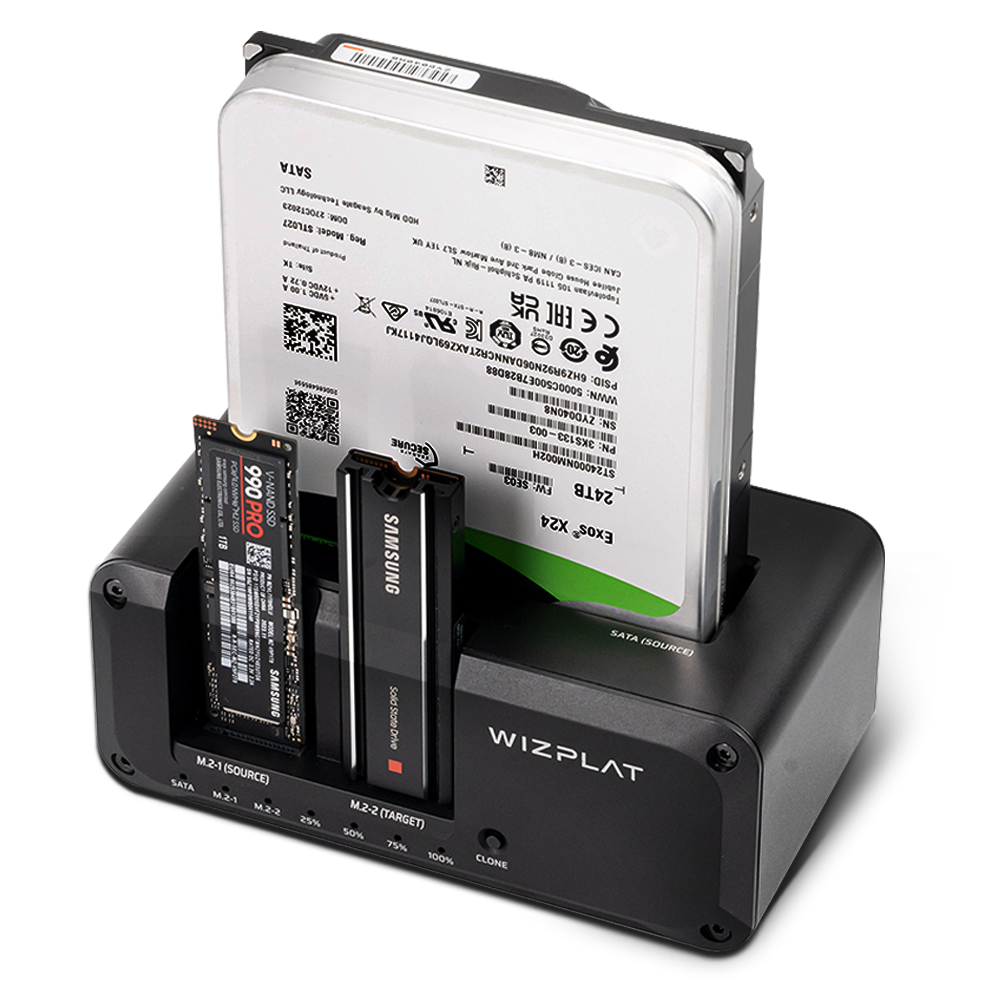 위즈플랫 3베이 NVMe M.2 SATA HDD 외장하드 복제 클론 도킹스테이션 HMCL5 - 상세 이미지 2