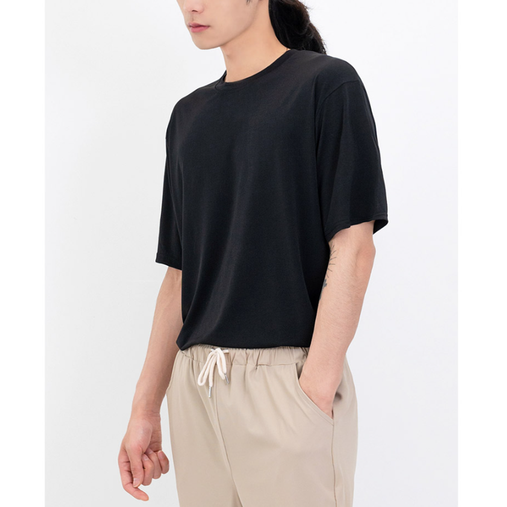 흰색무지티 쿨소재 레이어드 남자 냉장고 냉감 반팔 티셔츠 - 상세 이미지 2