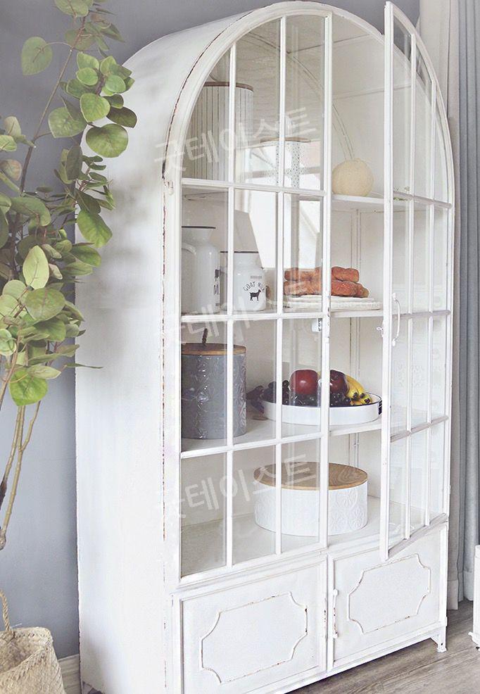프렌치 프랑스풍 빈티지 복고풍 찬장 수납장 그룻장 책장 장식장 진열장 인테리어 강화유리 - 상세 이미지 2